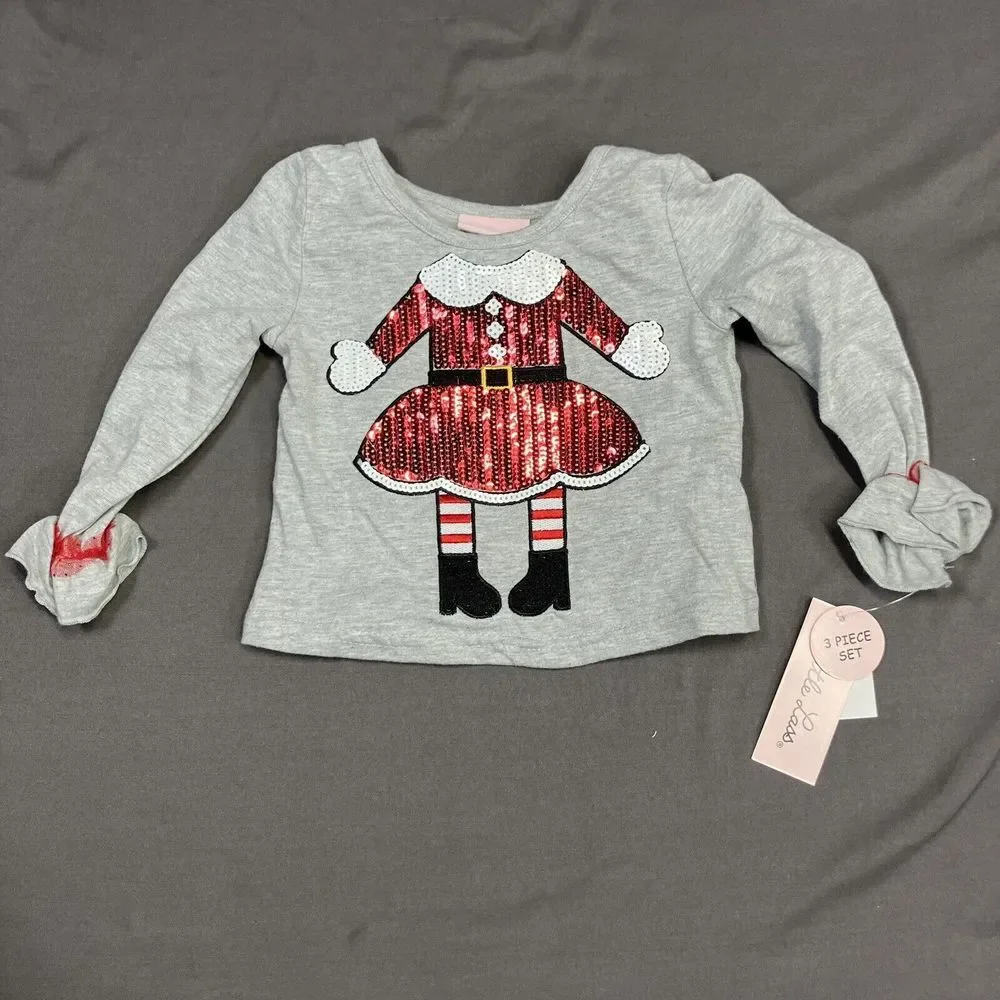 Little Lass Girl Skirt Tights Set / 2T / Santa Elf / 3 Pieces /Christmas Holiday